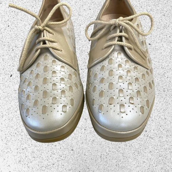 Fazan Two Tone Oxford Wedge Heel All Leather Spectator Shoes Women’s Sz. 7 - Picture 3 of 10